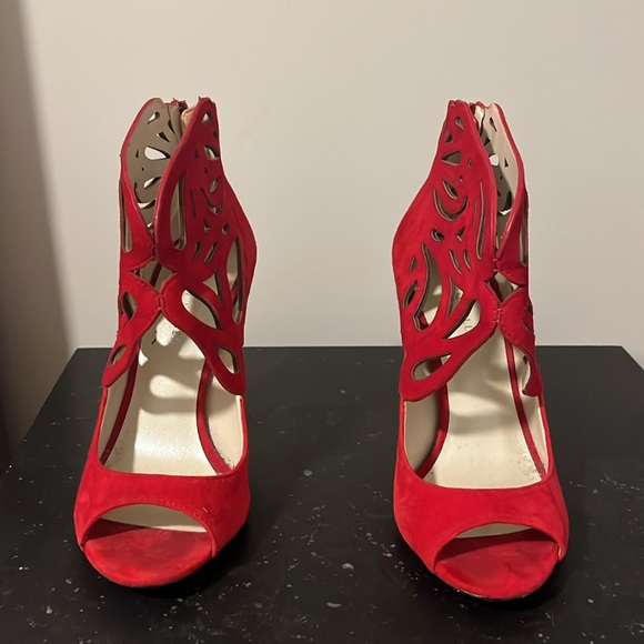 Red Karen Millen open-toed booties, size 37 - Picture 2 of 6